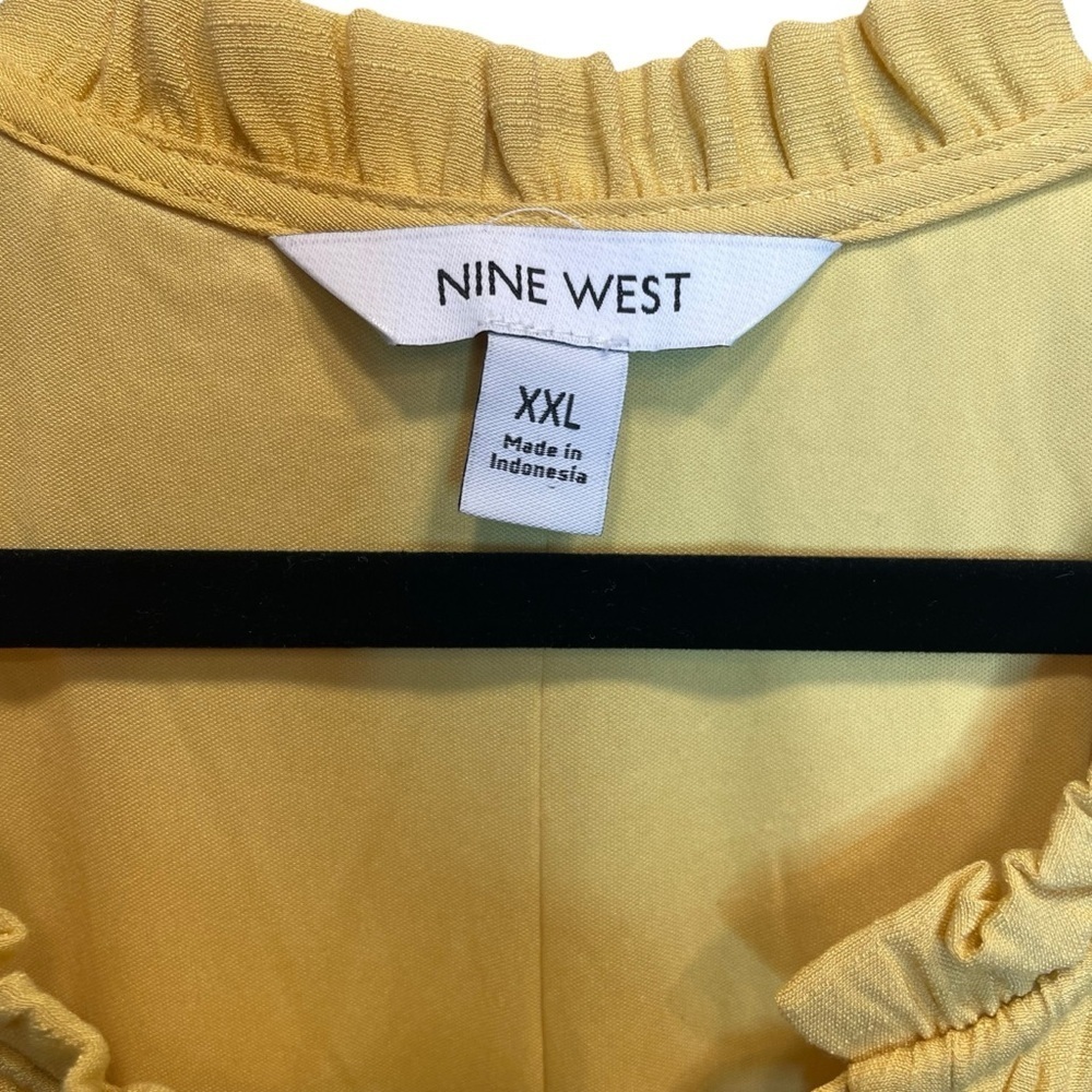 Nine West Tiered Peasant Maxi Dress Sierra Olive Yellow XXL NWOT - Picture 4 of 8